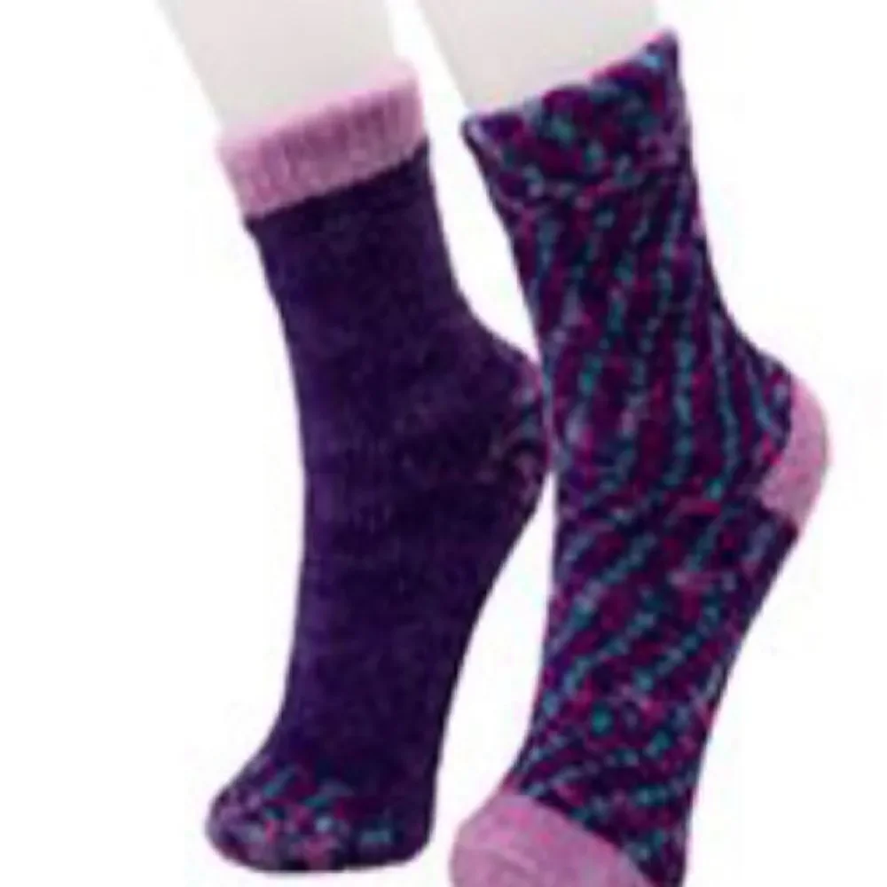 Cuddl Duds Girls Shoe Size 4-10 Chenille Crew Socks - 2 - 2 Packs